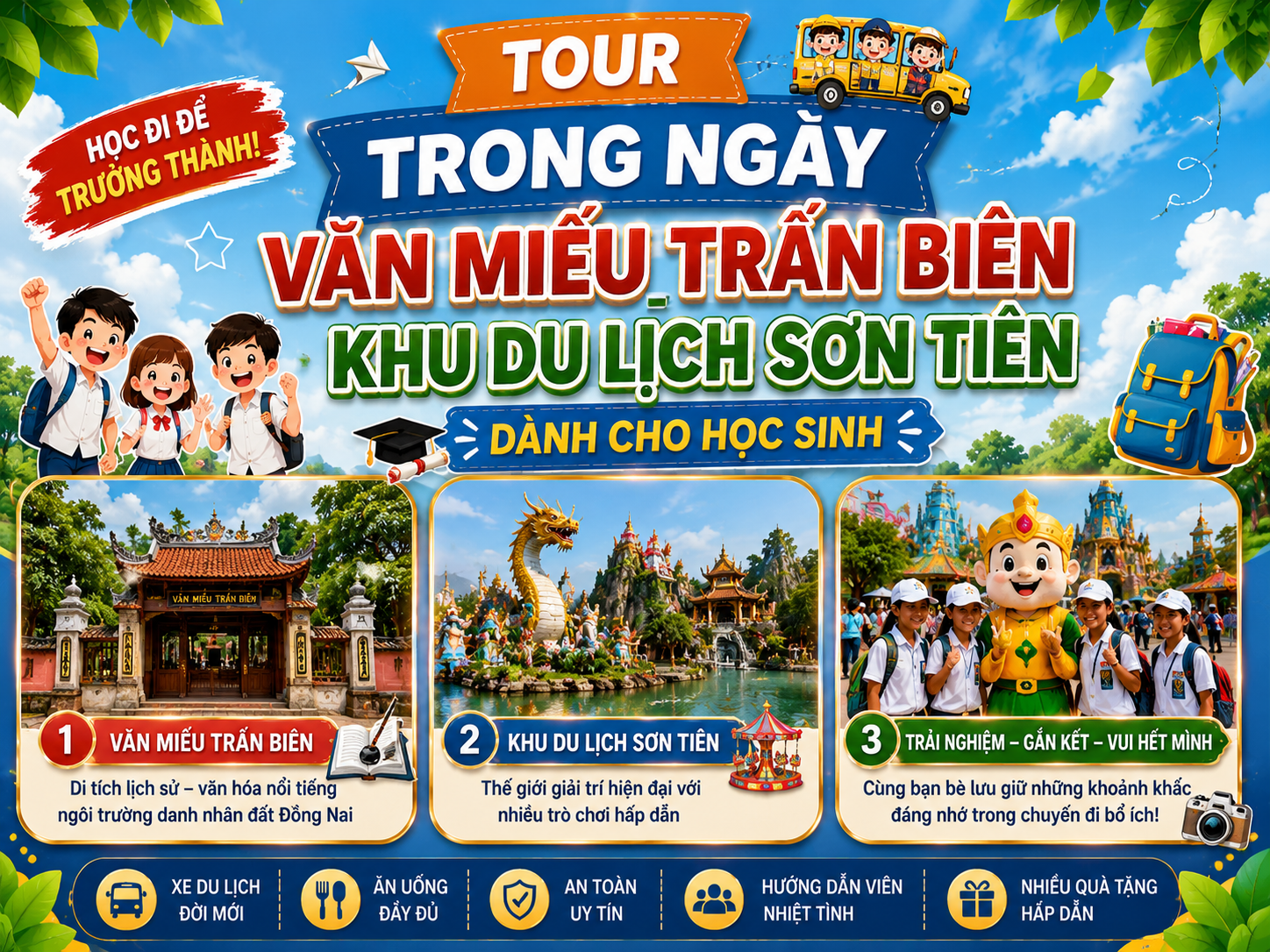 TOUR TRONG NGÀY VĂN MIẾU TRẤN BIÊN – KHU DU LỊCH SƠN TIÊN | DÀNH CHO HỌC SINH